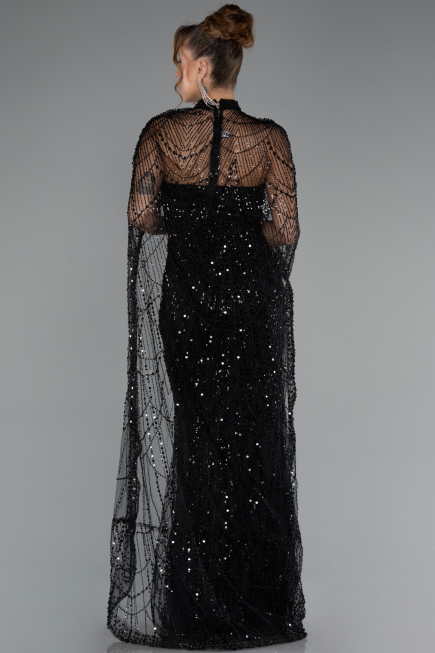 Schwarz Abendkleid Lang ABU4517