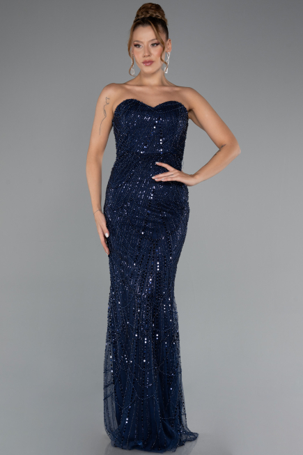 Abendkleid Lang Marineblau ABU4517