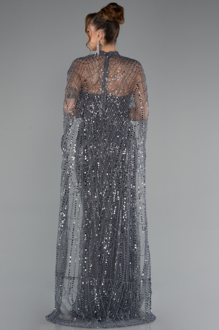 Anthrazit Abendkleid Lang ABU4517