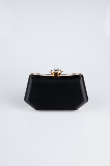 Abendtasche Satin Schwarz-Gold SH812