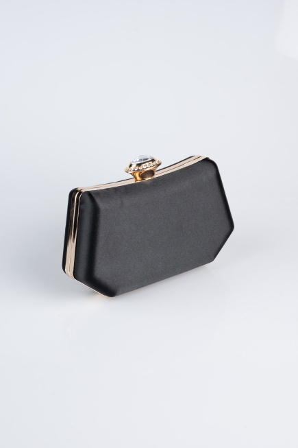 Abendtasche Satin Schwarz-Gold SH812