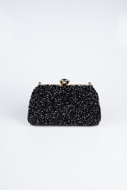 Abendtasche Verputz Schwarz-Gold SH849