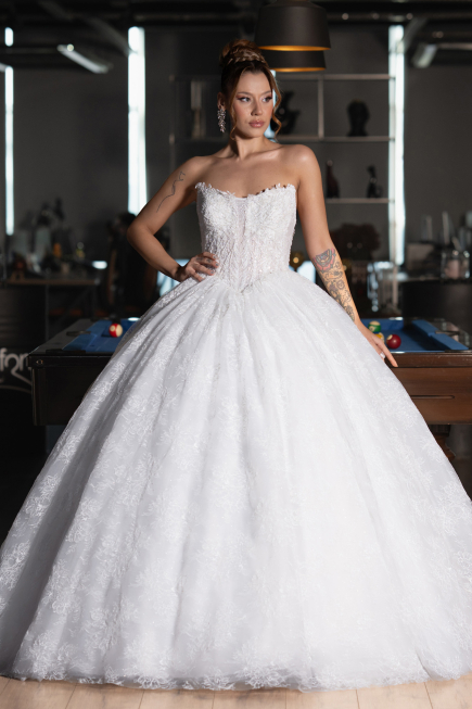 Hochzeitskleider Lang Spitze Weiß ABG163