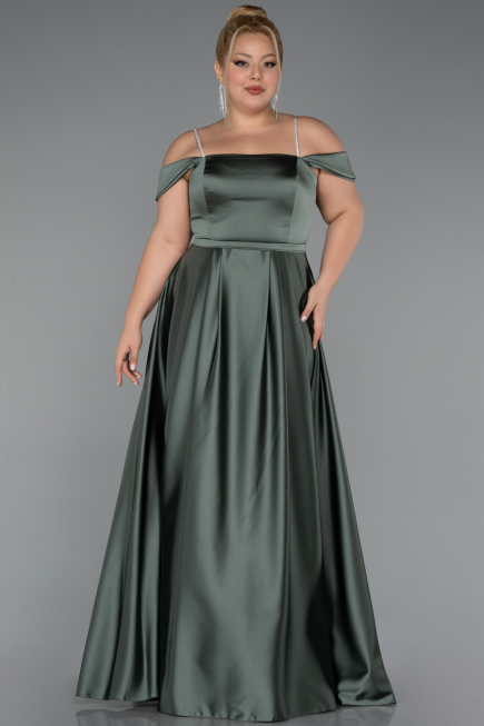 Kleider in Großen Größen Lang Satin Khaki ABU5346