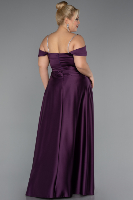 Kleider in Großen Größen Lang Satin Violett dunkel ABU5346