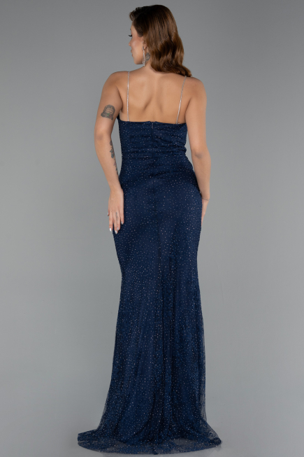 Abendkleid Lang Spitze Marineblau ABU5407