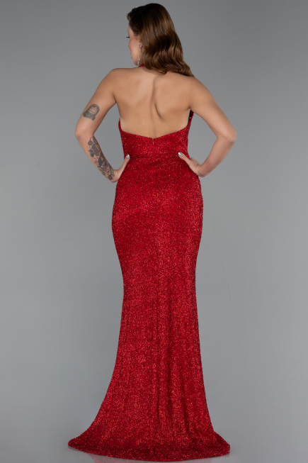Abendkleid Lang Perlenbesetzt Rot ABU5403