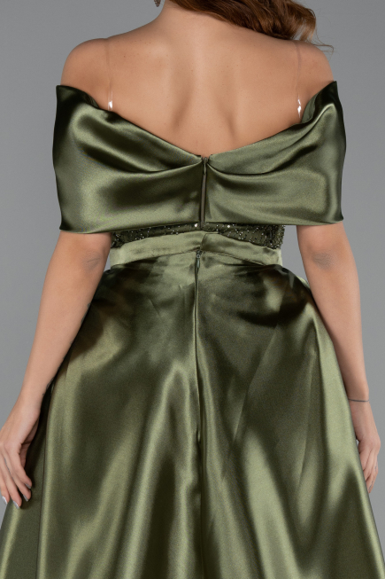 Abendkleid Lang Perlenbesetzt Khaki ABU5400