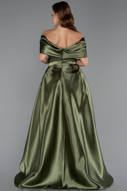 Abendkleid Lang Perlenbesetzt Khaki ABU5400