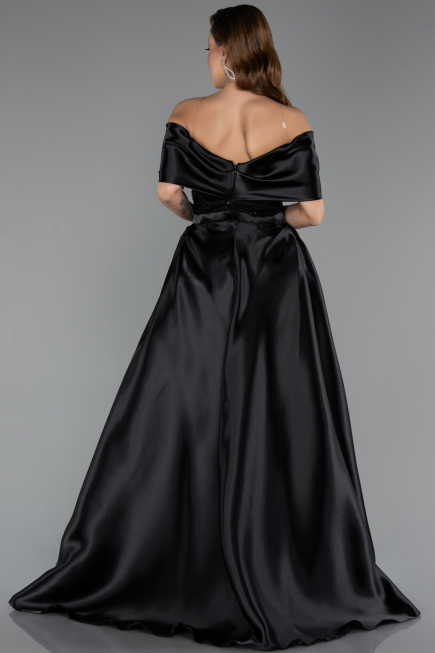 Abendkleid Lang Perlenbesetzt Schwarz ABU5400