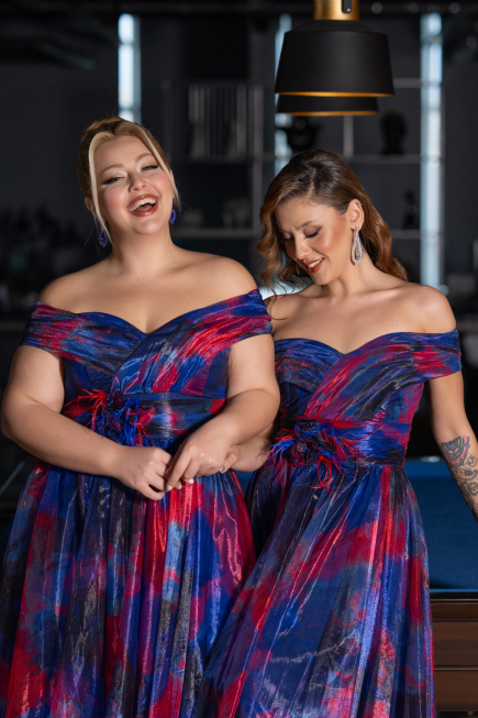 Abendkleid in Übergröße Lang Marineblau ABU5263