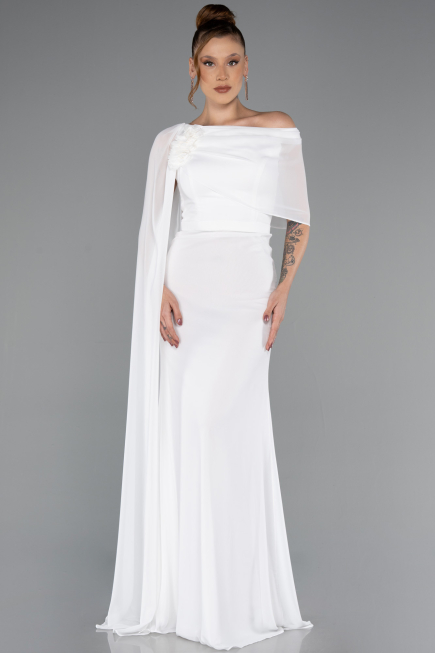 Standesamtkleid Lang Chiffon Weiß ABU5418