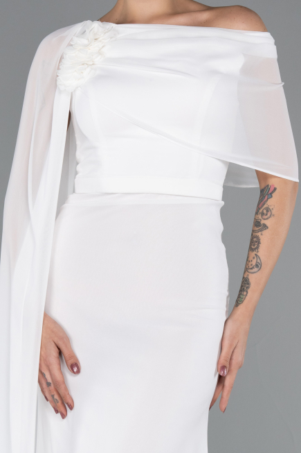 Standesamtkleid Lang Chiffon Weiß ABU5418