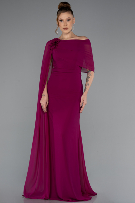 Standesamtkleid Lang Chiffon Pflaume ABU5418