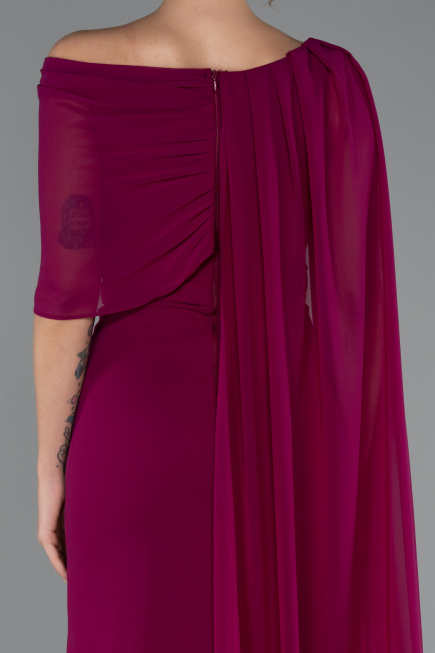 Standesamtkleid Lang Chiffon Pflaume ABU5418