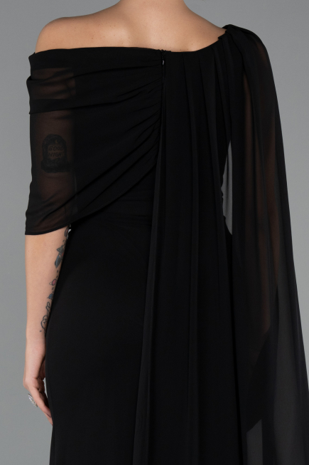 Standesamtkleid Lang Chiffon Schwarz ABU5418