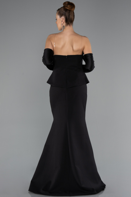 Abendkleid im Meerjungfrau-Stil Lang Schwarz ABU5421
