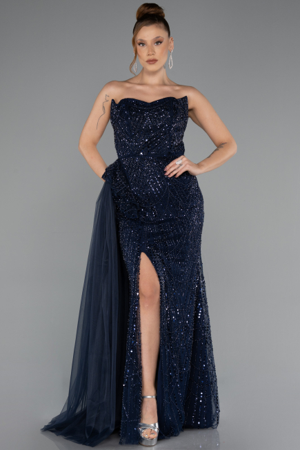 Abendkleid Lang Marineblau ABU5425