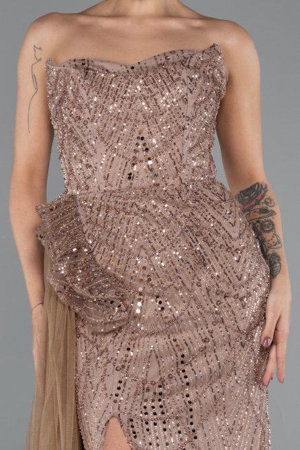 Abendkleid Lang Nerzbraun ABU5425