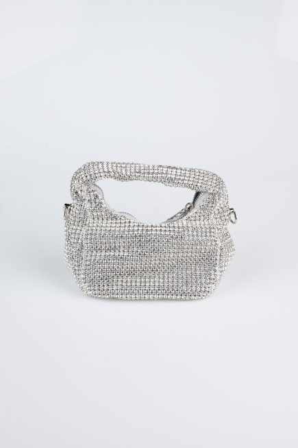 Abendtasche Steinbesetzt Silber MN974