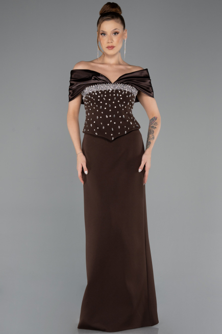 Abendkleid Lang Dunkelbraun ABU5440