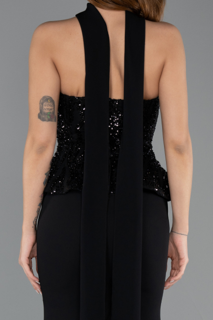 Abendkleid Lang Chiffon Schwarz ABU5457