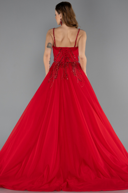 Designer Abendkleid Lang Chiffon Rot ABU5465