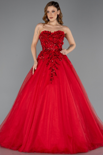 Designer Verlobungskleid Lang Rot ABU5460