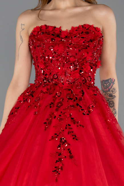 Designer Verlobungskleid Lang Rot ABU5460