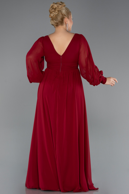 Weinrot Kleider İn Großen Größen Chiffon Lang ABU1988
