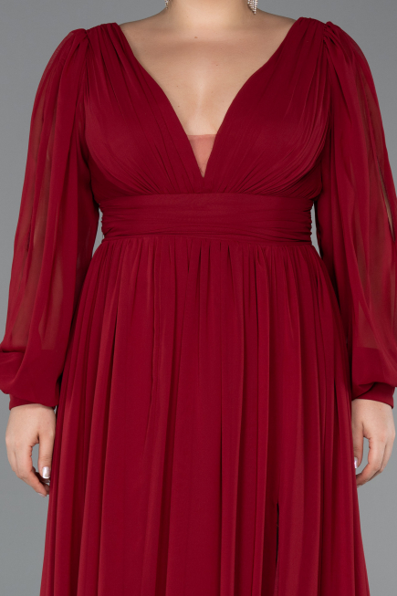 Weinrot Kleider İn Großen Größen Chiffon Lang ABU1988