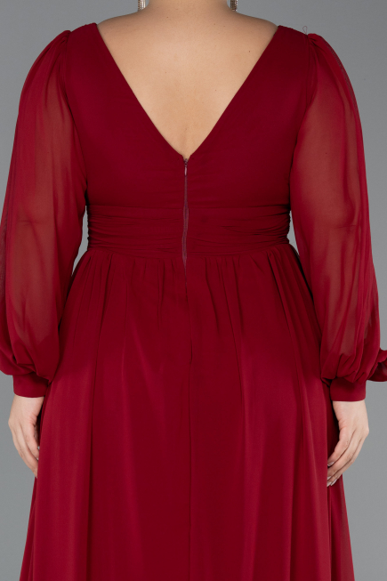 Weinrot Kleider İn Großen Größen Chiffon Lang ABU1988