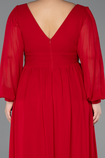 Kleider in Großen Größen Lang Chiffon Rot ABU1988