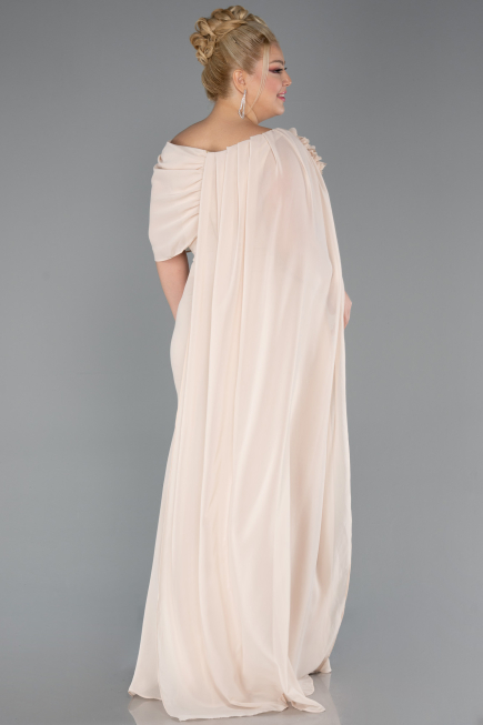 Abendgarderobe in Großen Größen Lang Chiffon Beige ABU5419