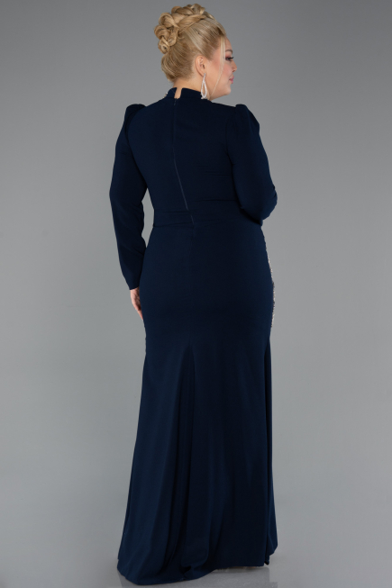 Hijab-Kleid İn Übergröße Lang Marineblau ABU5395