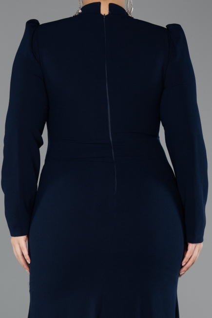 Hijab-Kleid İn Übergröße Lang Marineblau ABU5395
