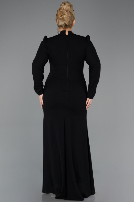 Hijab-Kleid İn Übergröße Lang Schwarz ABU5395