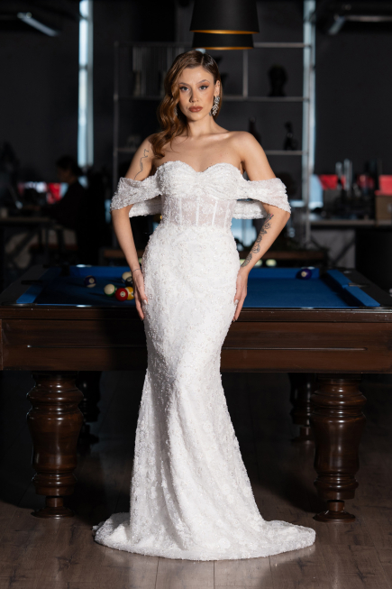Hochzeitskleider Lang Spitze Weiß ABG169