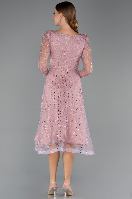 Partykleid Midi Perlenbesetzt Puder ABK2469