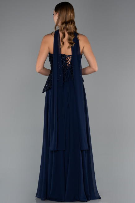 Abendkleid Lang Chiffon Marineblau ABU5486