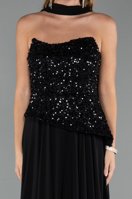 Abendkleid Lang Chiffon Schwarz ABU5486