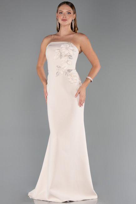 Abendkleid im Meerjungfrau-Stil Lang Beige ABU5485