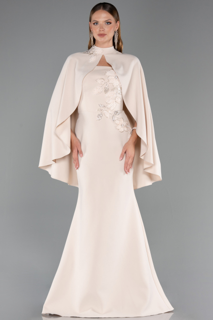 Abendkleid im Meerjungfrau-Stil Lang Beige ABU5485