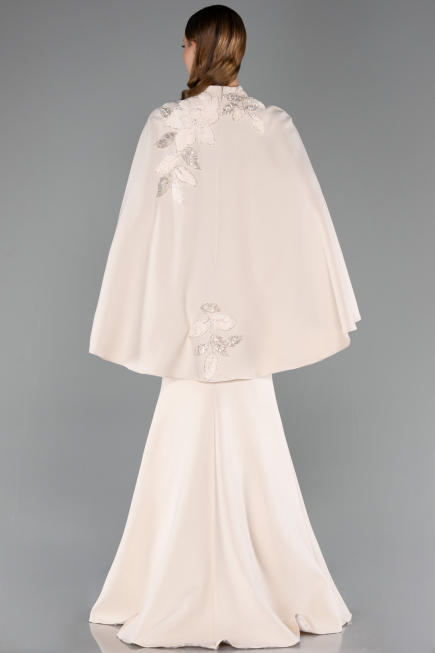 Abendkleid im Meerjungfrau-Stil Lang Beige ABU5485