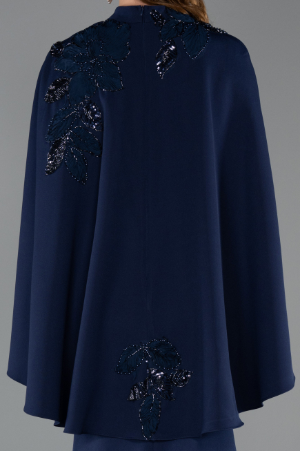 Abendkleid im Meerjungfrau-Stil Lang Marineblau ABU5485