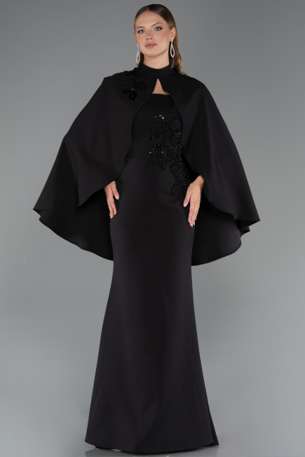 Abendkleid im Meerjungfrau-Stil Lang Schwarz ABU5485