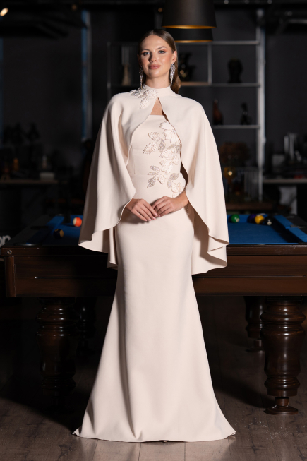 Abendkleid im Meerjungfrau-Stil Lang Beige ABU5485