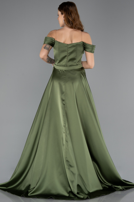 Abendkleid Lang Satin Khaki ABU5507
