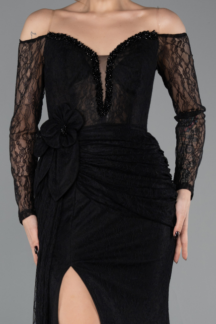 Abendkleid Lang Spitze Schwarz ABU5509