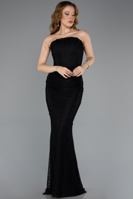 Abendkleid Lang Spitze Schwarz ABU5510